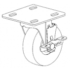 Caster - Swivel 5" Wheel With Lock and Mounting Plate - 53952